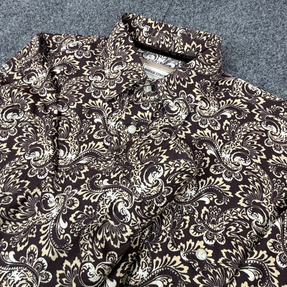 Rough Stock Panhandle Slim Mens Brown Paisley Western Shirt ROS7172 Size M
